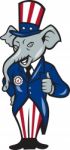 Republican Elephant Mascot Thumbs Up Usa Flag Stock Photo