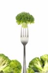 Broccoli On A Fork Stock Photo