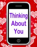 Thinking About You On Phone Means Love Miss Get Well Stock Photo