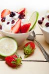 Fruit And Yogurt Salad Healthy Breakfast Stock Photo