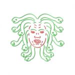 Head Of Medusa Neon Sign Stock Photo