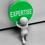 Expertise Button Means Skilled Specialist And Proficiency Stock Photo
