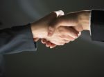 Handshaking business people Stock Photo