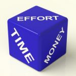 Effort Time Money Dice Stock Photo