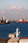Approaching Hamburg Harbor Stock Photo
