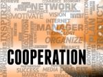 Cooperation Words Shows Teamwork Partnership And Unity Stock Photo