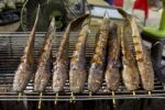 Grill Marinate Fish Stock Photo