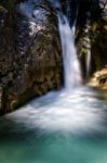 Waterfall At The Val Vertova Torrent Near Bergamo Stock Photo