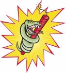 Rattle Snake Coiling Dynamite Cartoon Stock Photo