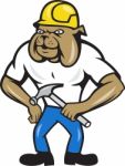Bulldog Construction Worker Hammer Stock Photo