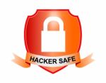 Padlock Hacker Safe Shield And Ribbon Stock Photo