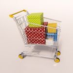 Shopping Cart Full Of Purchases In Packages Stock Photo