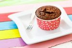 Brownie In Red Cup Stock Photo