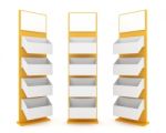 Color Yellow Shelves Stand Design Stock Photo
