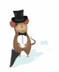 Gentleman Mouse In A Toxedo And Umbrella Stock Photo