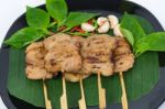 Grilled Pork On Plate. Thai Food Stock Photo