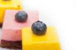 Strawberry And Mango Mousse Dessert Cake Stock Photo