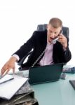 Businessman Shouting On Phone Stock Photo
