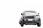Car Accident Isolated On White Background Stock Photo