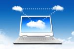 Laptop On The Cloud Stock Photo