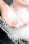 Washing Hands With Soap Stock Photo