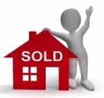 Sold House Means Successful Offer On Real Estate Stock Photo