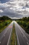 Dual Carriageway - English Road - Tree Lined Road Stock Photo