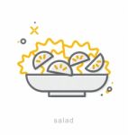 Thin Line Icons, Salad Stock Photo