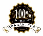 100% Satisfaction Guaranteed Black Seal And Ribbon Stock Photo