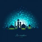 Mosque Silhouette In Night Sky And Light For Ramadan Of Islam Stock Photo