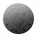New Year 2010 Year Of The Tiger Silver Coin Stock Photo