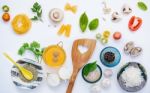 Various Vegetable And Ingredients For Cooking Pasta Menu Sweet B Stock Photo