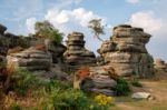 Scenic View Of Brimham Rocks In Yorkshire Dales National Park Stock Photo
