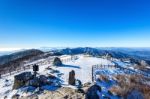 Peak Of Deogyusan Mountains With Morning Fog In Winter, South Korea Stock Photo