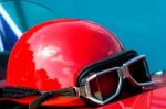 Red Helmet Stock Photo