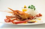 Baked Crayfish On Dish Stock Photo