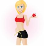 Diet Lady With Red Apple Stock Photo