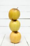 Fresh Tasty Yellow Apple Fruits Isolated On A White Background Stock Photo