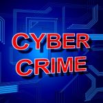 Cyber Crime Sign Shows Theft Spyware And Security Stock Photo