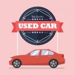 Used Car With Banner Stock Photo