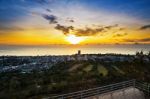 View Point Hua Hin City At Sunrise Stock Photo