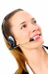 Woman With Headset Stock Photo