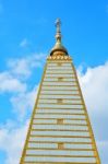Pagoda At Wat Phrathat Nong Bua Against Blue Sky Stock Photo