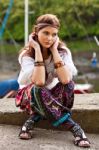 Portrait Of Young Hippie Girl Stock Photo