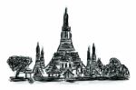 Sketchy Wat Arun Temple Bangkok Stock Photo
