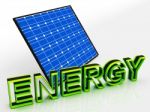 Solar Panel And Energy Word Shows Alternative Energies Stock Photo