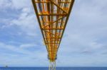 Flare Bridge From Gas Production Platform In Offshore Stock Photo
