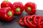 Red Bell Peppers Stock Photo