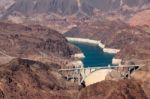 View Of The Hoover Dam And Bridge On The Boder Of Arizona/nevada Stock Photo