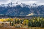 Scenic View Of The Grand Teton National Park Stock Photo